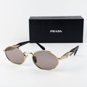 NEW Prada PR65ZS ZVN20I Pale Gold Purple Brown Oval Metal Unisex Sunglasses
